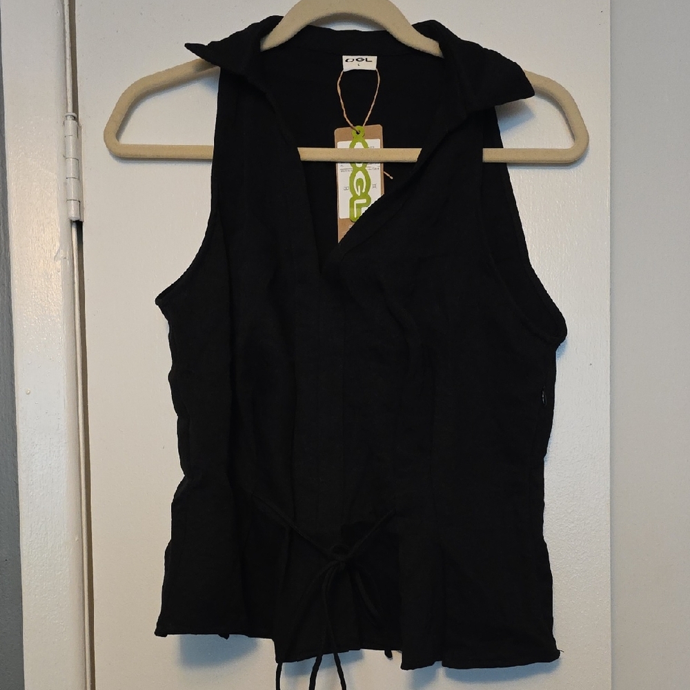 OGL Black Sleeveless Blouse